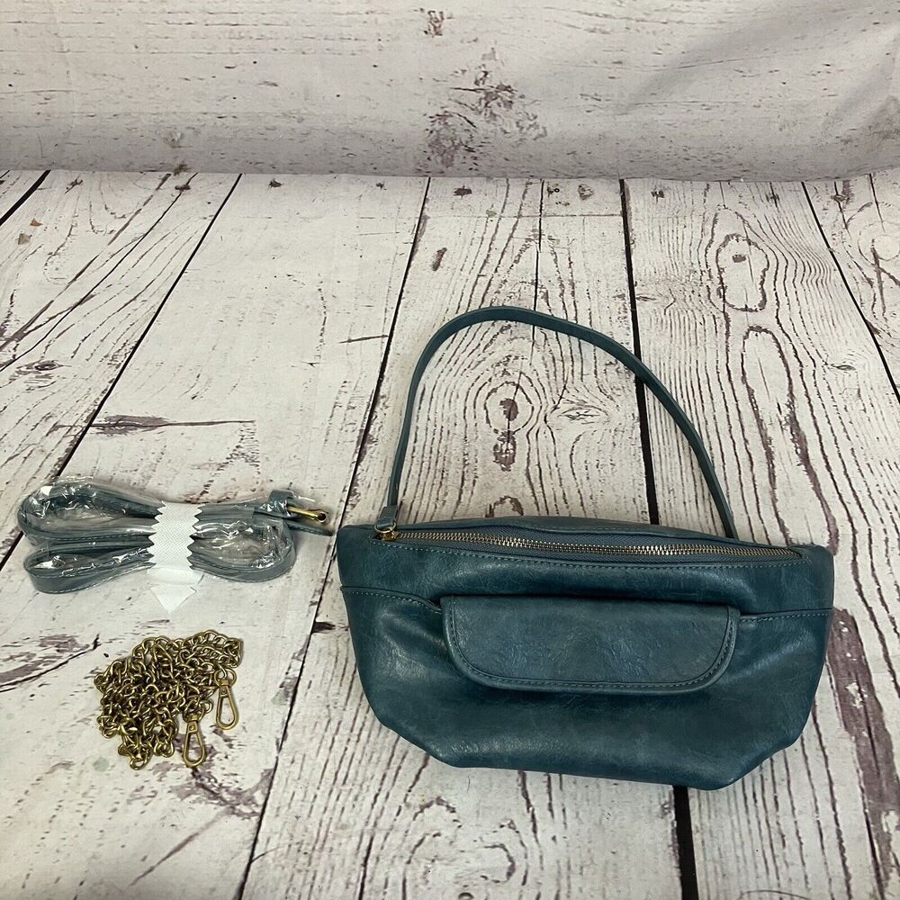 Anthropologie Jules Convertible Belt Bag Mauve Turquois Blue Faux Leather Travel